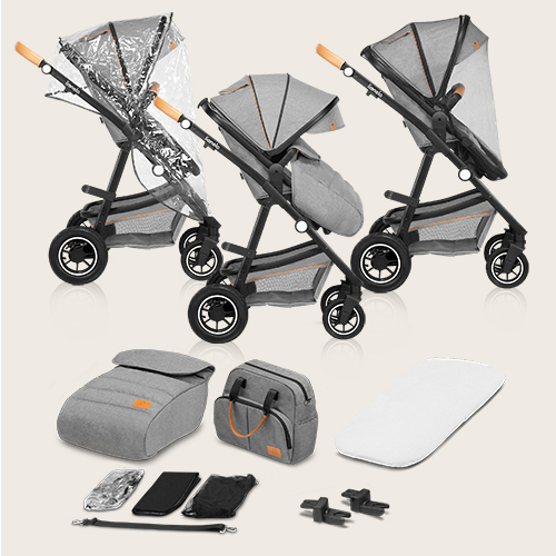 lionelo Amber 3 w 1 Black Silver — Wózek wielofunkcyjny